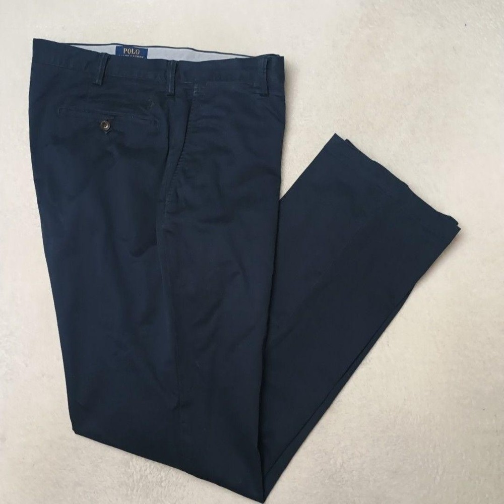 Polo Ralph Lauren Pants Men 38x33 Blue Chino Cotton Twill Classic Stretch Pony